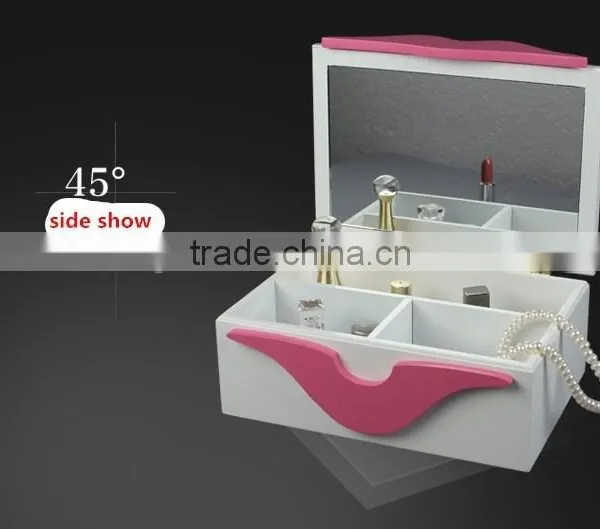 High Quality Wooden Jewelry Kiss Sexy Pink Creation Gift Saving Wooden Box With Pull Grid Varning Custom Logo photo-5