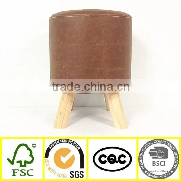 Passed EN 12520 Homemade 4 Legs Bar Footstool Wooden Round Stool