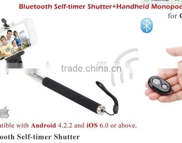 Wirless Self-lock Extendable Monopod + Tripod Mount Adapter + Phone Clip Holder for Camera for IPhone Samsung Phone photo-4