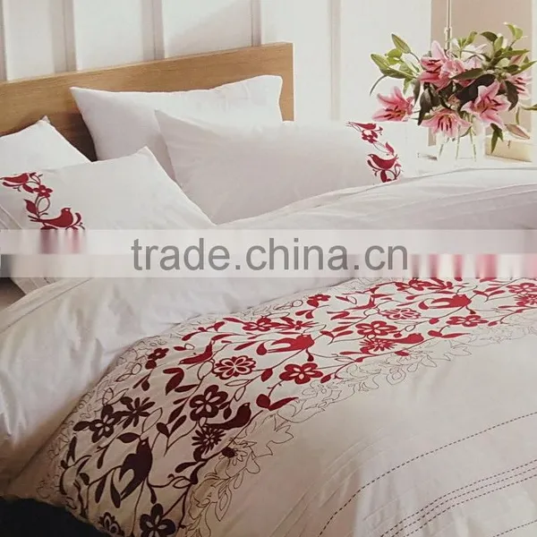 100% Cotton Duvet Cover Set With Embroidery ,hem Stitch and Pleats