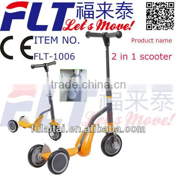 2013 Multifuction 2 in 1 Scooter Fashion Steel FLT-1006 Kids Kick Bike Scooter With EVA Wheel,the Best Gift for Kids