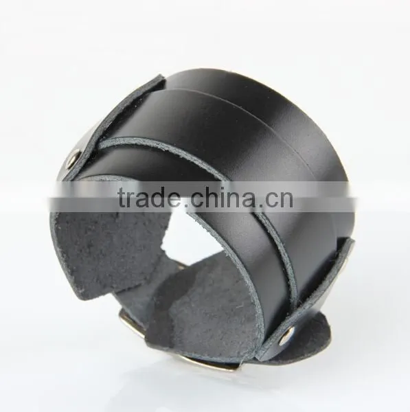 Custom Handmade Genuine Leather Cuff Bracelets for Men photo-2