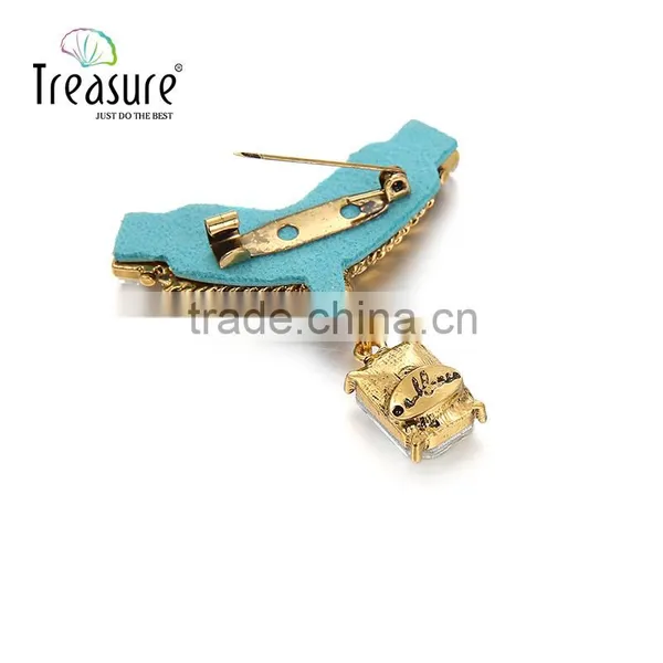2015 Hottest Fashione Jewelry, Geometric Shape Figaro Chain Rhinestone Dangle Brooch Jewelry photo-3