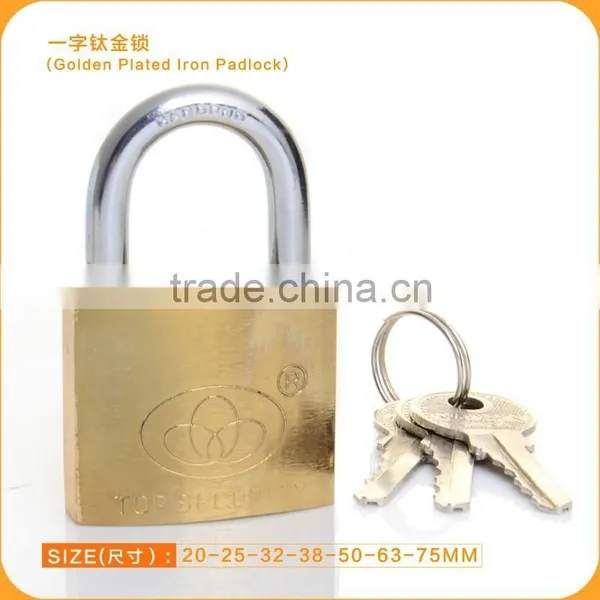 Hardware Tools Hardened Steel Shackle Titanium Plated Golden Iron Padlock
