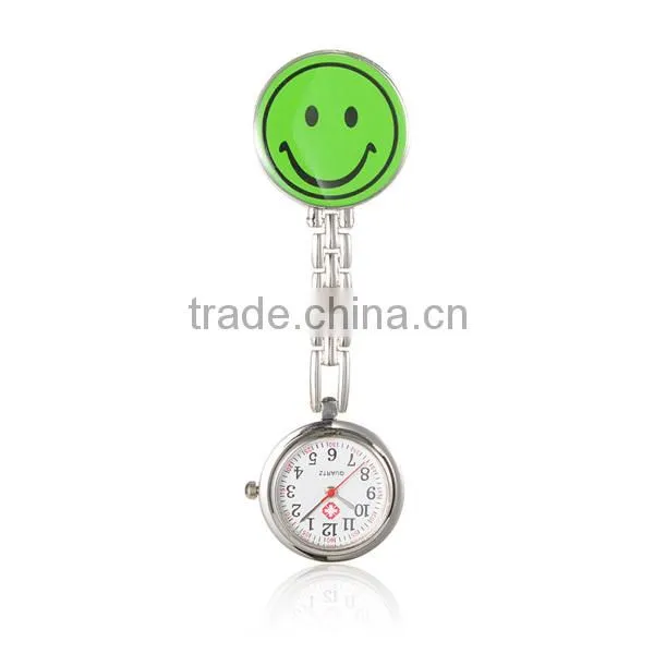 Green Smile Face Clip Watch Nurse Watch China Wholesale(WACH-N007-03D)