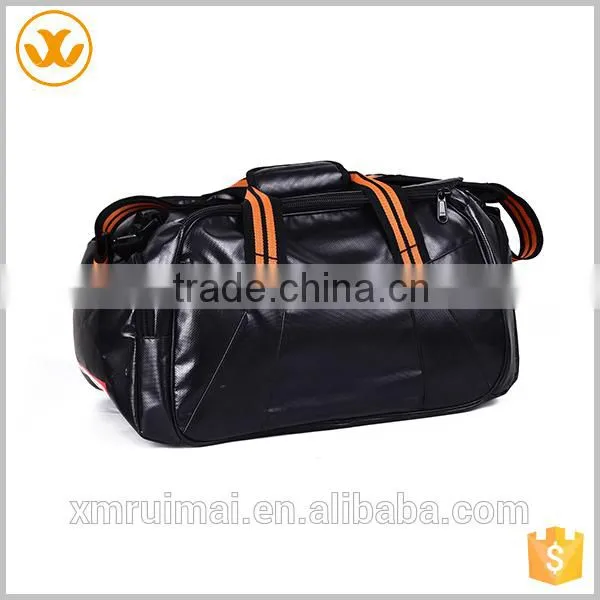 2015 New Fashion Zipper Sports Black Travel Leather Outdoor Duffel Bag Quality Choice