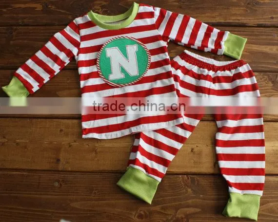 Children Christmas Pajamas/organic Cotton Pajamas Red&green Dot&stripe photo-4