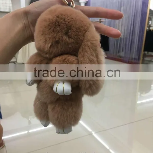 Big Soft Cute Rex Rabbit Fur Toy Keyring Decorate Keychain Trimming for Keys photo-6