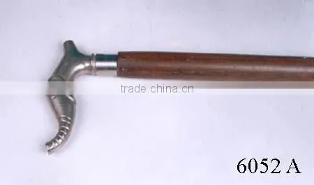 Wooden Walking Stick With Brass Elephant Trunk Handle