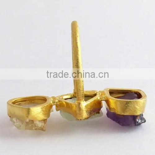 Rough Stone Amethyst & Aquamarine & Ctrine !! 925 Sterling Ring, Silver Jewellery India, 925 Sterling Silver Jewellery photo-6