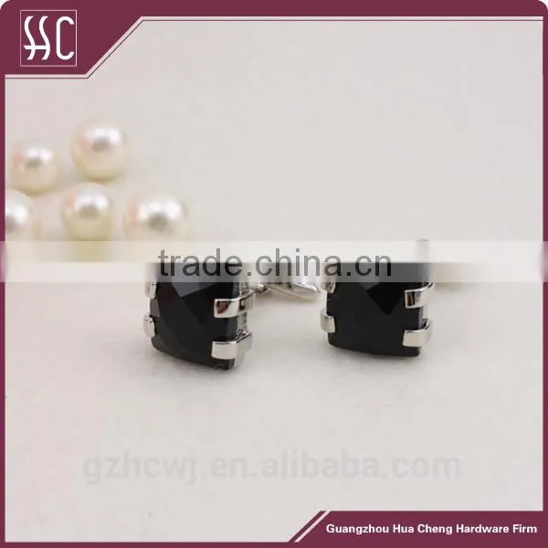 Black Shiny Crystal Cufflinks for Men