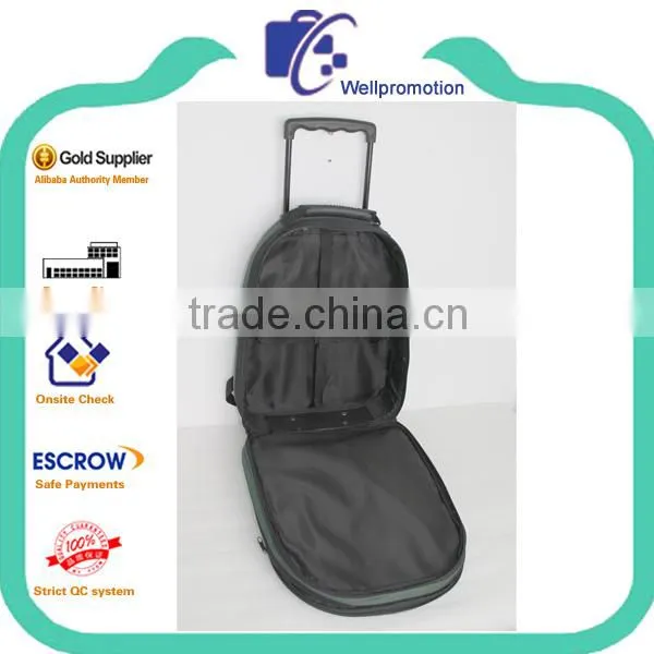 Dark Green School Backpack With Trolleys photo-4