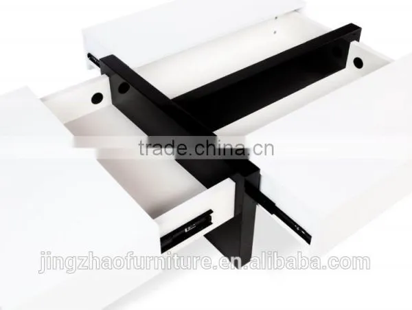 High Gloss Coffee Table With Storage - White Rectangle photo-2
