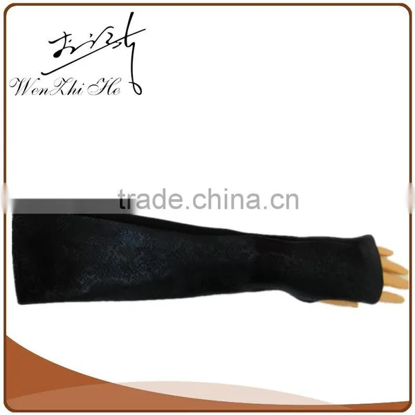 Women Car Driving Leather Half Finger Long Gloves photo-6