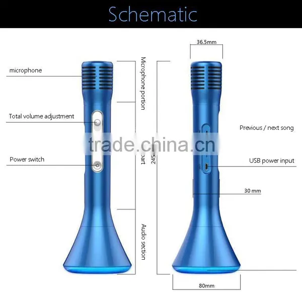 USB Portable Karaoke Microphone Built-in Bluetooth Speaker, Mini Karaoke Player photo-2