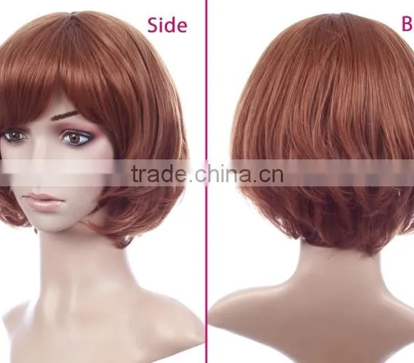 High Quality Brown Blond Pink Synthetic Lace Hair Wig Bob Women Short Cheap Wigs photo-3