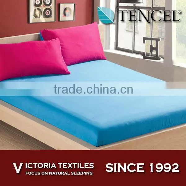 Luxury Solid Color Tencel Bed Fitted Sheet With Pillowcases All Sizes