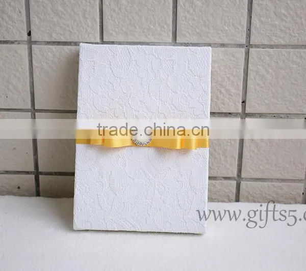 White Lace Fabric Wedding Invitation Card Box photo-3
