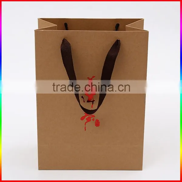 Brown Kraft Paper Packing Bag Packing Box With Red Foil Printing and Ribbon photo-4