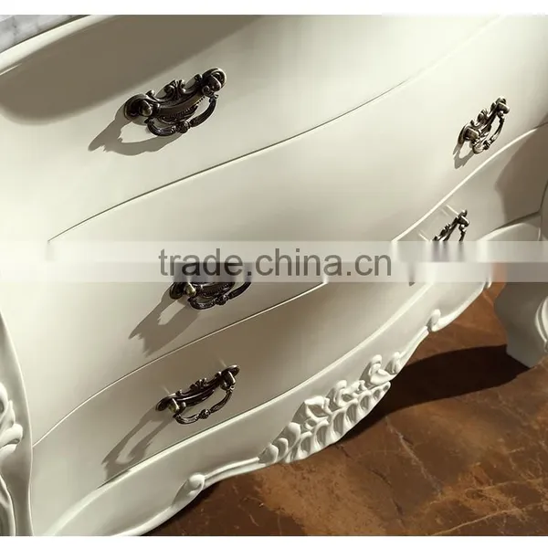 WTS16188 39 Inch French Provincial Antique White Undermounted Single Sink Bathroom Vanity With Marble Top photo-2