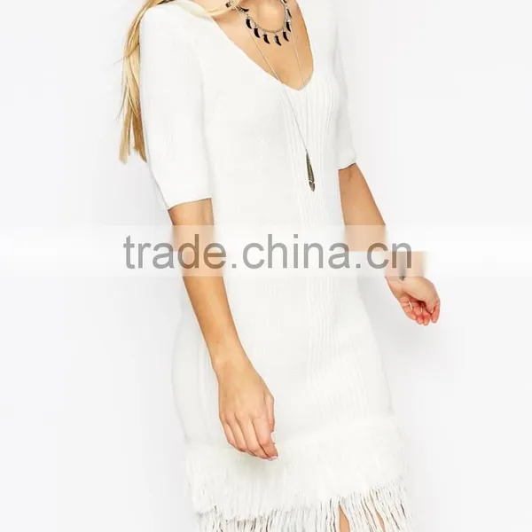 High Fashion Design Sexy Women Sweater Dress Knitting Dress Fringing Dress photo-3