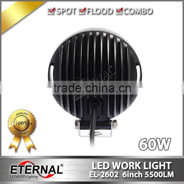 60W Work Light Driving Lamp Round for 4x4 Jeep Offroad Hummer SUV ATV Bumper High Power Led Driving Light Spot Lamp photo-4