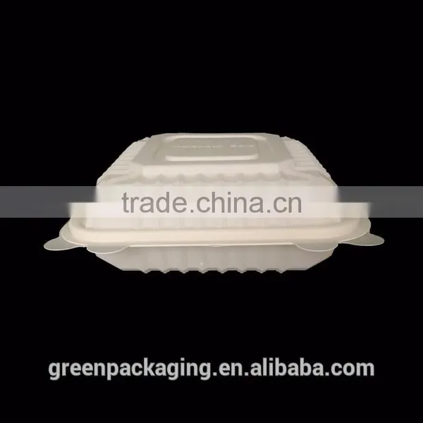 9x9x3 Inch Disposable Cornstarch Clamshell, Light Brown Color Top Quality and Biodegradable photo-3