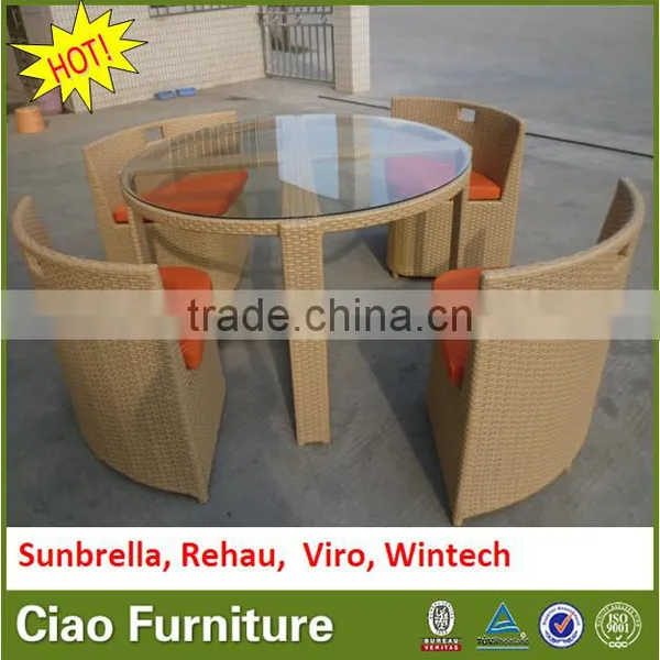 Round Clear Glass on Top Rattan Table Set photo-3