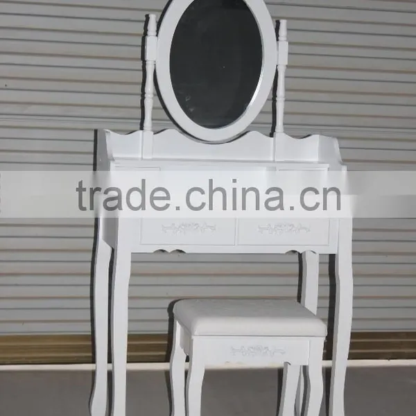 French Style White Wooden Dressing Table With Stool/White K/D Dresser/Modernstyle Dressing Table photo-3