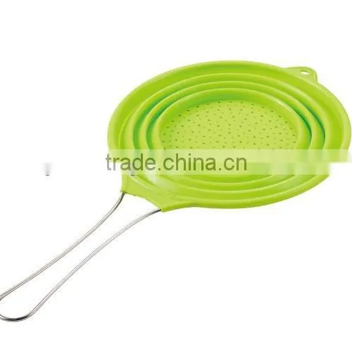 Silicone Collapsible Colander With Stainess Steel Handle photo-2