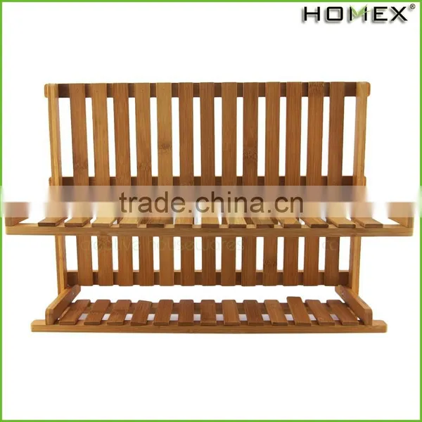 High Quality 2 Tier Bamboo Dish Rack Dish Drying Rack Folding/Homex_Factory photo-2