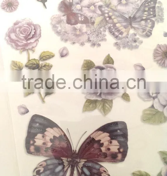 Purple Color Butterfly & Rose Design Sticker, Antique Decorative Shinny Glitter Sticker photo-4