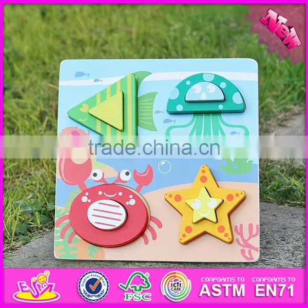 2017 New Product Sea Animals Baby Educational Toys Wooden Peg Puzzles W14D023 photo-5