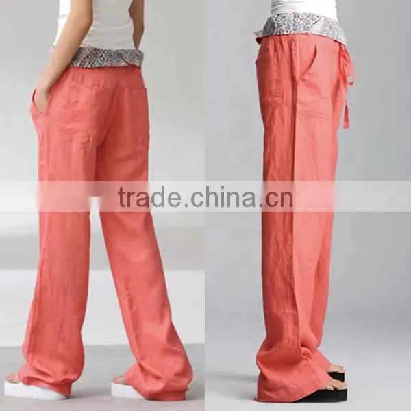 2015 Autumn Women's Garment Clothing Factory New Arrival Casual Smart Loose Fit Linen Cotton Female Trouser photo-3