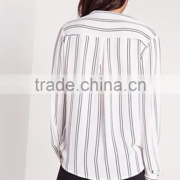 OEM Service New Model Fashion White Wrap Blouse photo-4