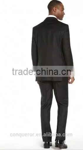 Black Pinstripe Wool 2-Button SuitWith Flat Front Pants (SHT1093) photo-2
