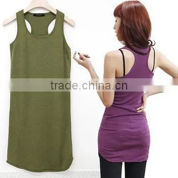 Women's Blank Tank Top for Summer 2016 ,long Line, 100%coton