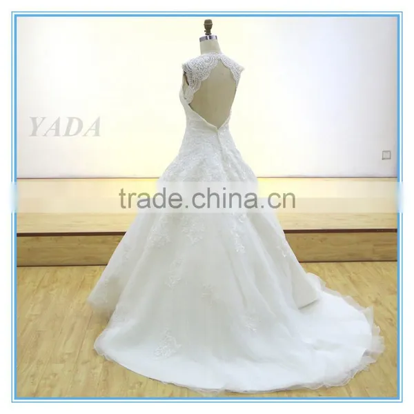 Latest Elegant V-neck Backless Lace Embroidery Mullet Wedding Dress Bridal photo-3