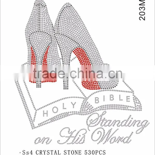 Custom High Quality Crystal High Heels&Holy Bible Hot Fix Rhinestone for Clothing Made in China photo-2