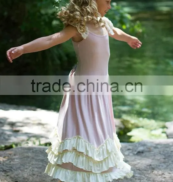 Flower Girl Dress Vintage Boho Dress Junior Twirling Bridesmaid Dress photo-3