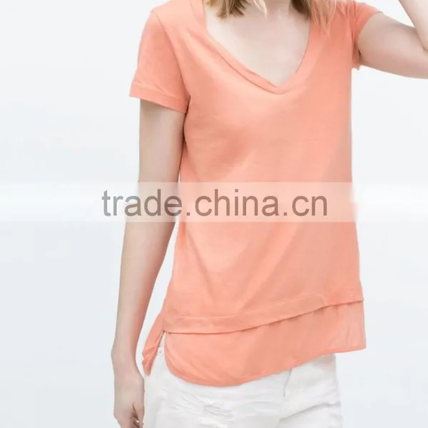 New Style Short Sleeve Round Neck Combined Hem Stringer Tank Top Wholesale photo-3