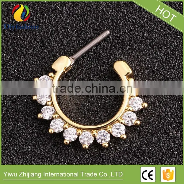 High Quality Colorful Fashion Diamond Non Piercing Fake Nose Ring photo-4