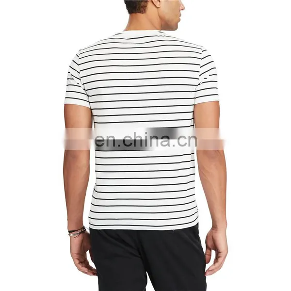 New 100% Cotton Wholesale Custom Striped t Shirt Mens photo-2