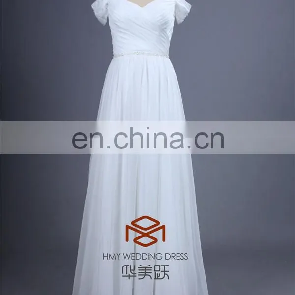 HMY-E0044 Crystal Beaded Spaghetti Straps Ruched Bodice Beaded Belt A-line Chiffon Prom Maxi Dress