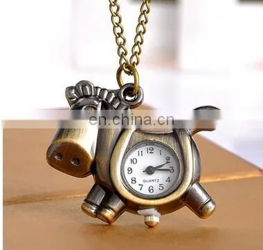 Godbead Charming Design Classic Quartz Antique Pony Pendant Children Pocket Watch Necklace Retro Pocket Watch Wholesale photo-2