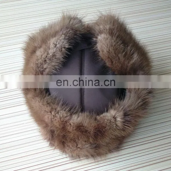 Yellow Wolf Fur Trapper Winter Hat for Dad Man