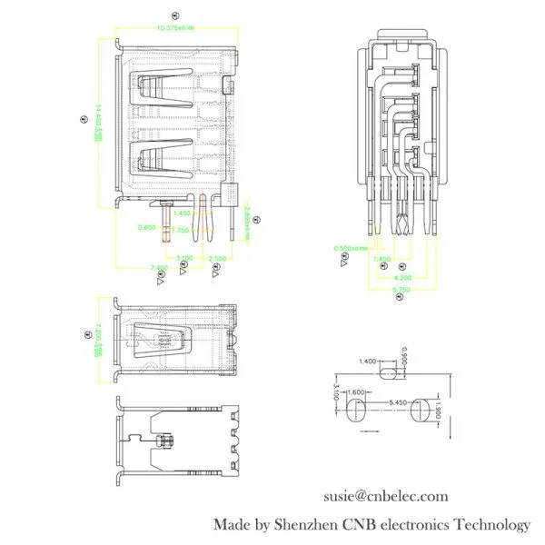 High Quality Green 4 Pin USB 2.0 Type A Usb Connector photo-3
