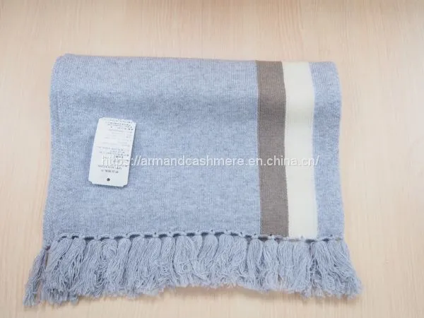 Stripe Knitting Cashmere Scarves With Fringes (90-CA-13437)