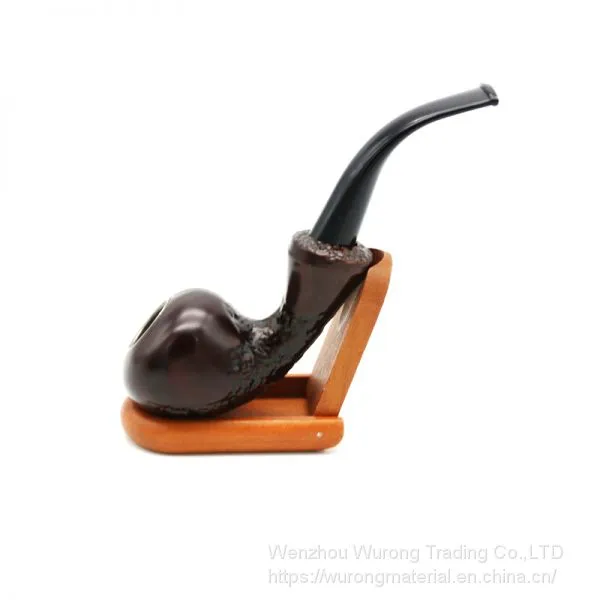 160mm Length Wooden Resin Short Tobacco Pipe With Small Red Bending Head for Smoking photo-3