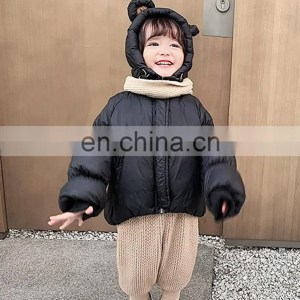 6360/ Bear Ear Winter Outdoor Hooded Kids Coat Cartoon Cute Causal Clothing photo-5